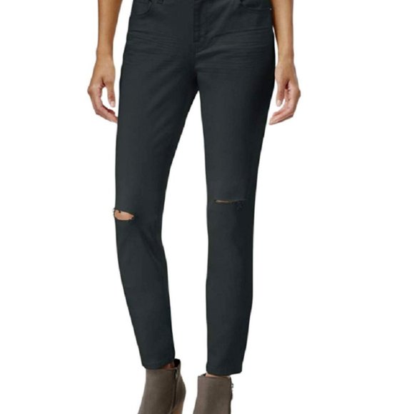 Style & Co. Ripped Colored Wash Skinny Jeans in Gray, Size 12, Retail $54 - Picture 1 of 6